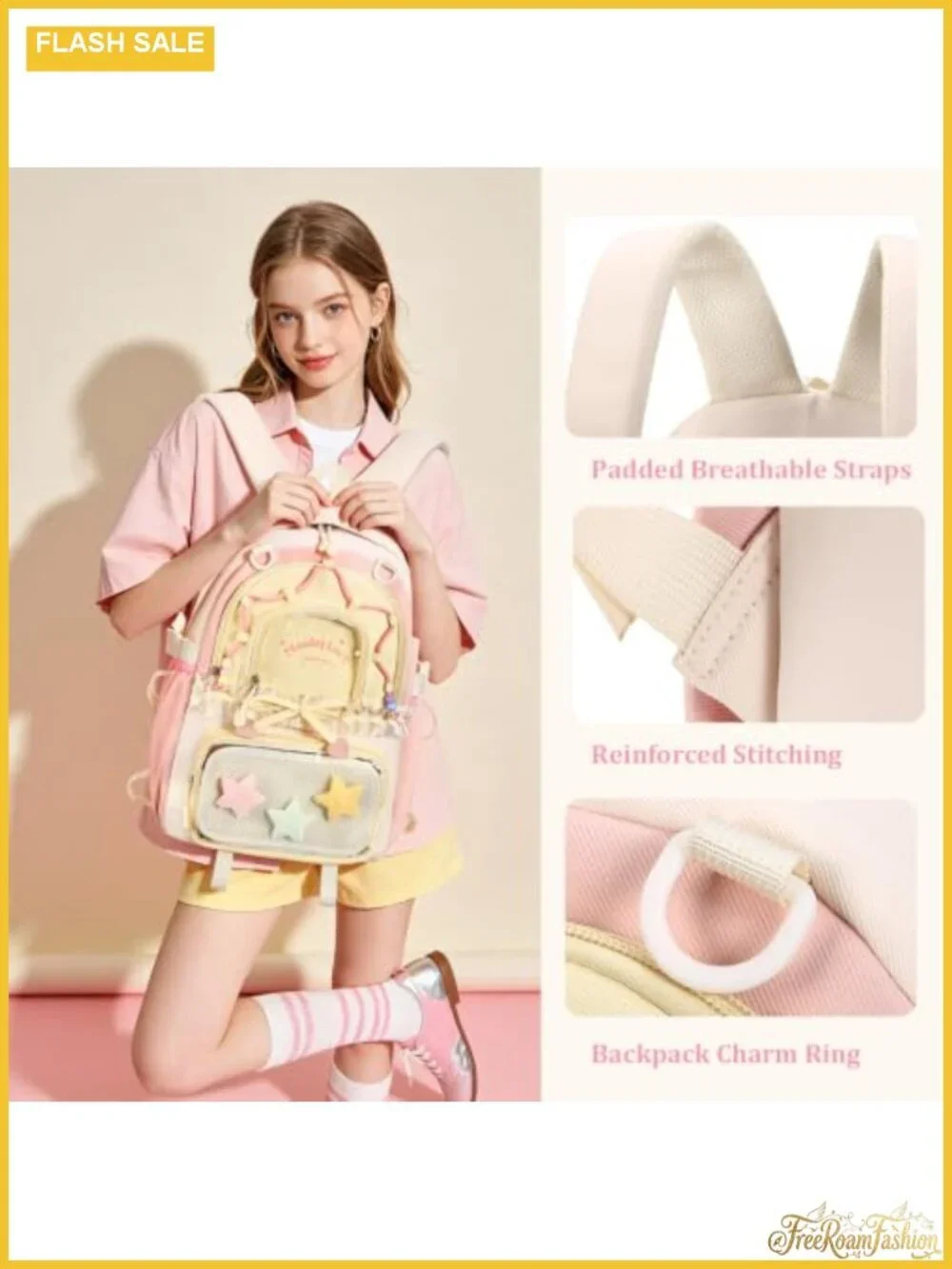 Kawaii Ita Backpack Nylon PVC Clear Pocket Y2K Daypack Cute Aesthetic